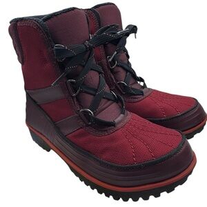 Sorel Tivoli II Waterproof Black and Red Winter Boots - Size 7.5